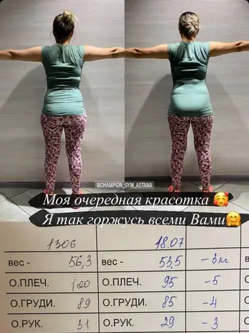 Результат тренировок в фитнес-клубе Champion Fitness
